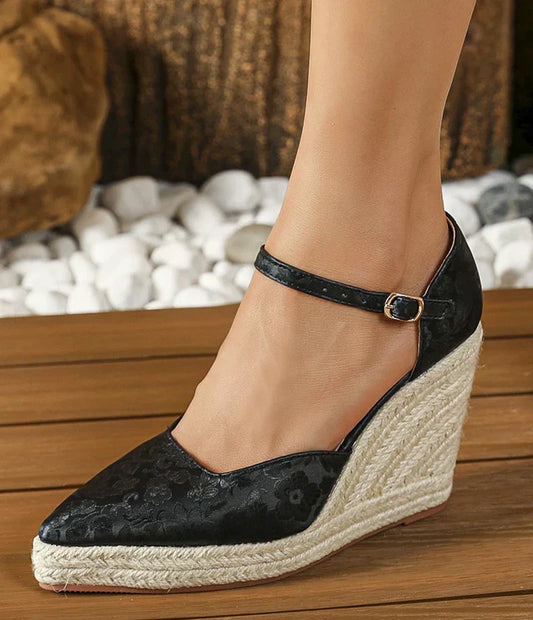 ALVINA | Espadrilles mit Keilabsatz, spitz und mit Riemchen