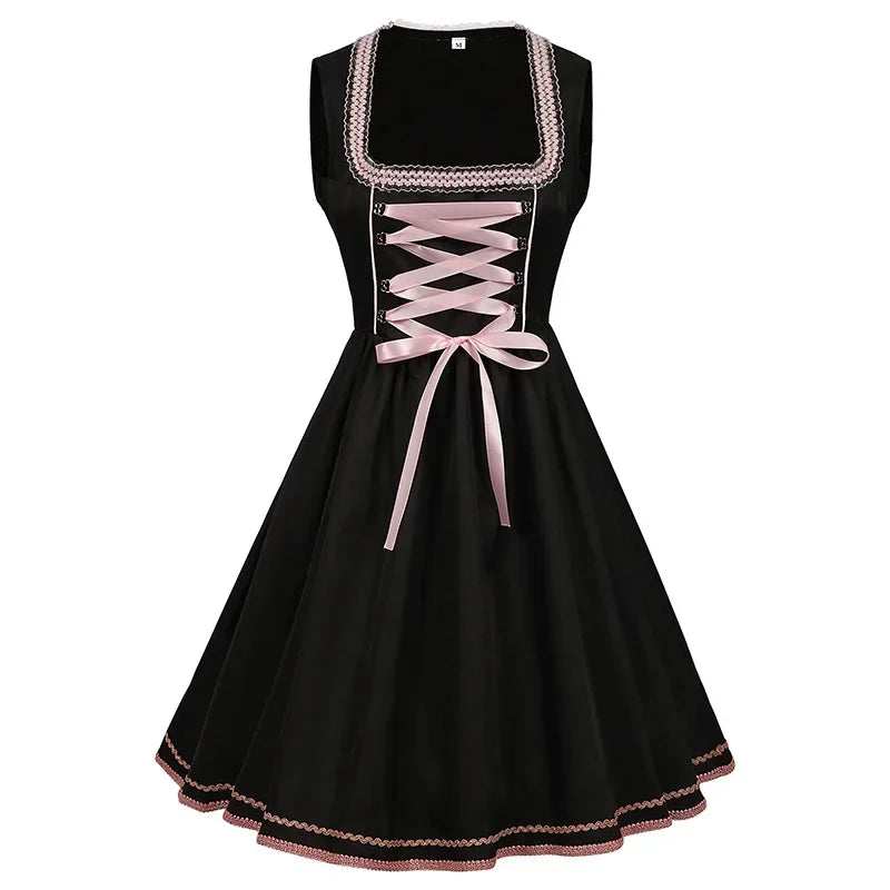 Damen Rosa Dirndlkleid Elegant – Oktoberfest Trachtenkleid für Festliche Anlässe