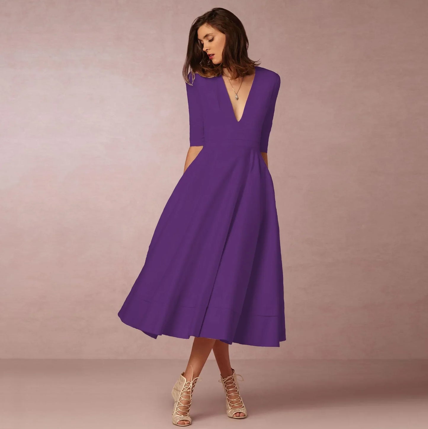 Elegantes Midi Abendkleid für Damen mit Ärmeln | Festlich & Figurbetont