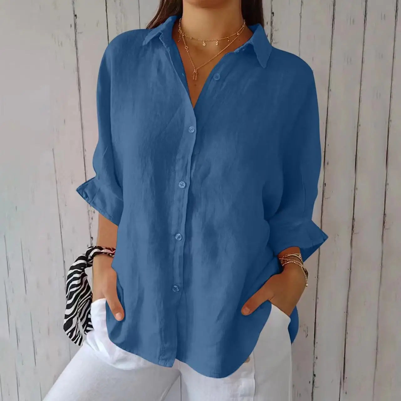 Damen Sommer Button Down Hemd | Langarm