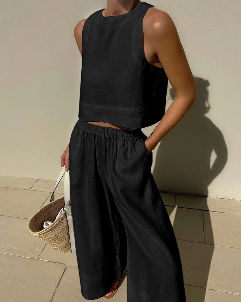 Damen Minimalistisch Leichtes Zweiteiliges Set | Sommer Outfit