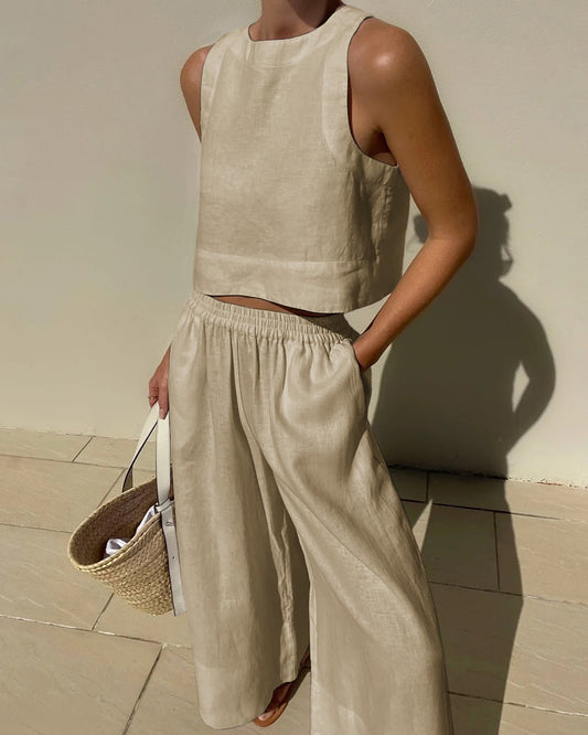 Damen Minimalistisch Leichtes Zweiteiliges Set | Sommer Outfit
