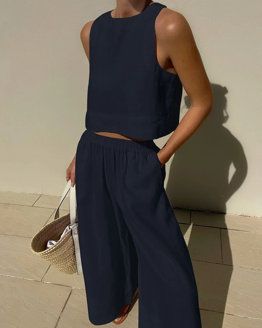 Damen Minimalistisch Leichtes Zweiteiliges Set | Sommer Outfit