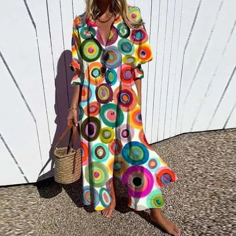 Luftiges Boho Maxikleid mit V-Ausschnitt für Damen