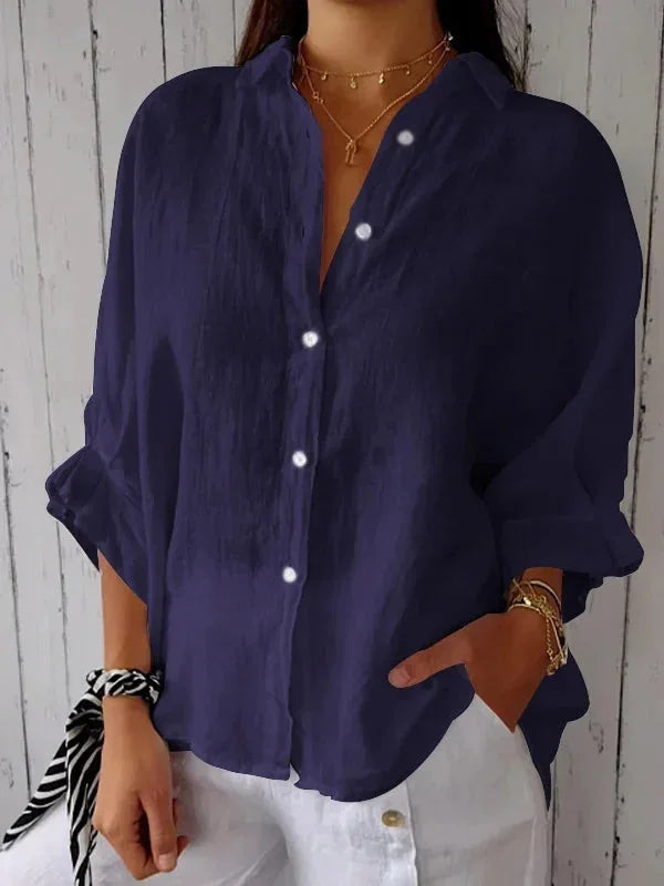 Damen Sommer Button Down Hemd | Langarm