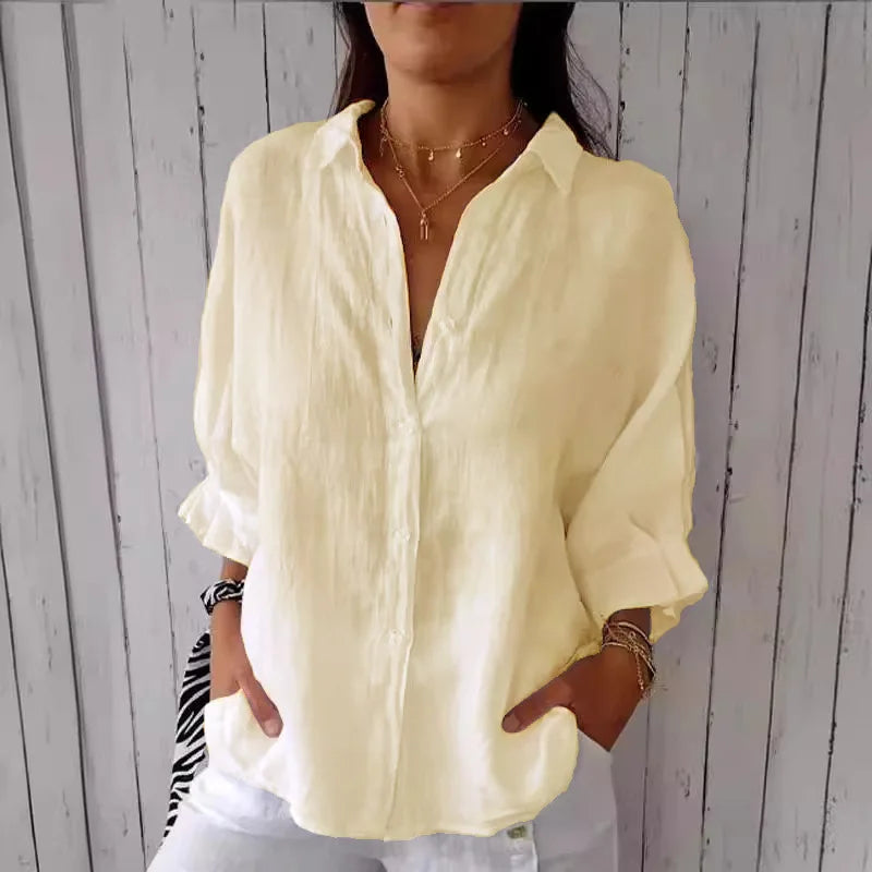 Damen Sommer Button Down Hemd | Langarm