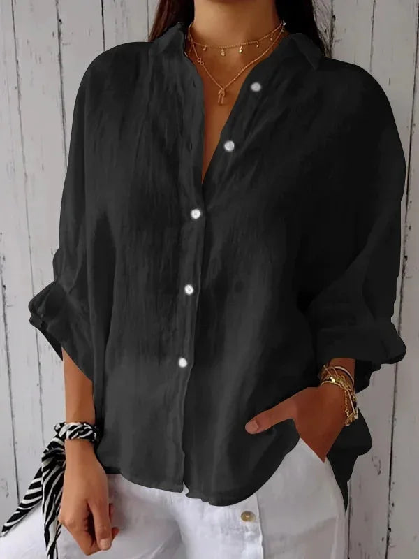 Damen Sommer Button Down Hemd | Langarm