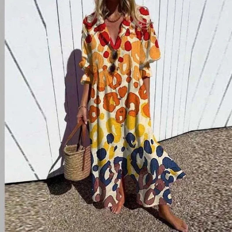 Luftiges Boho Maxikleid mit V-Ausschnitt für Damen