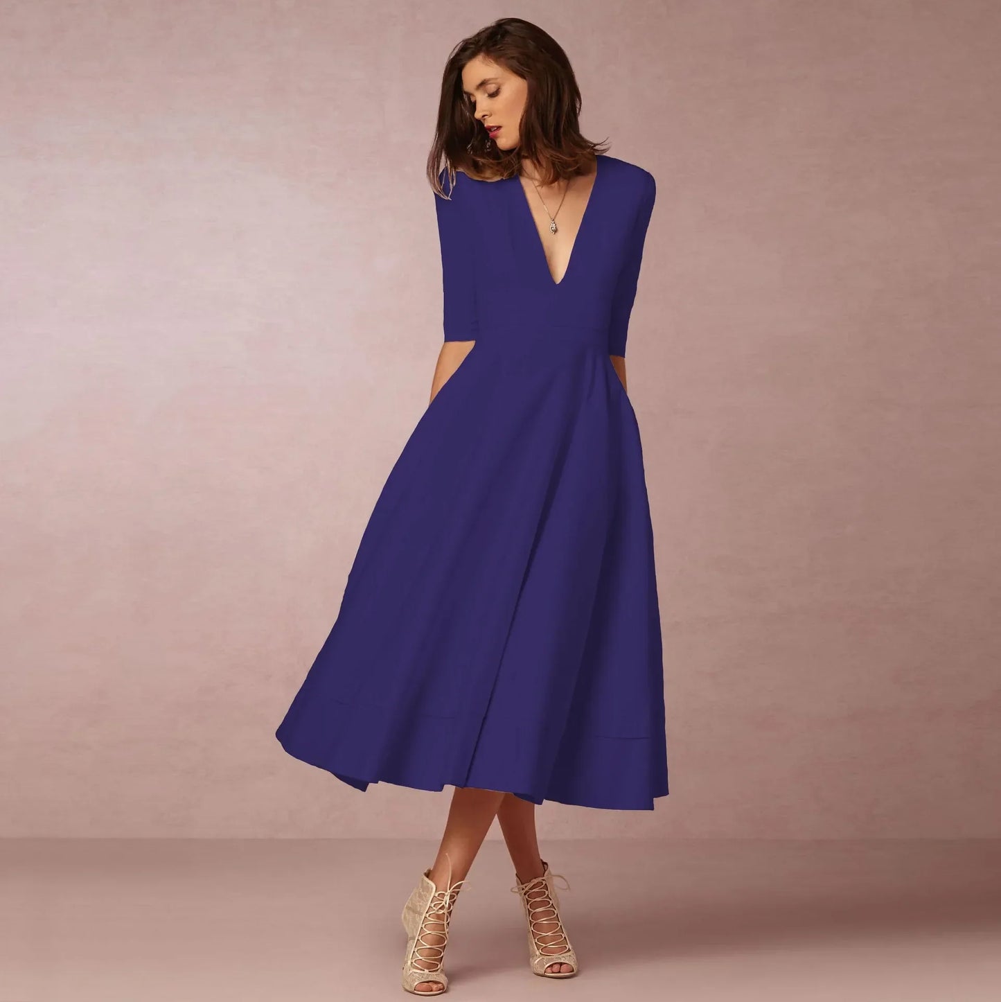 Elegantes Midi Abendkleid für Damen mit Ärmeln | Festlich & Figurbetont