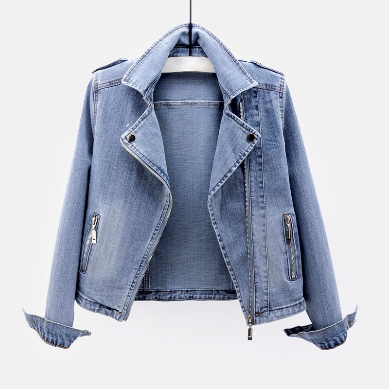 Zarelle | Denim Jeansjacke mit asymmetrischem Reißverschluss und markantem Schnitt