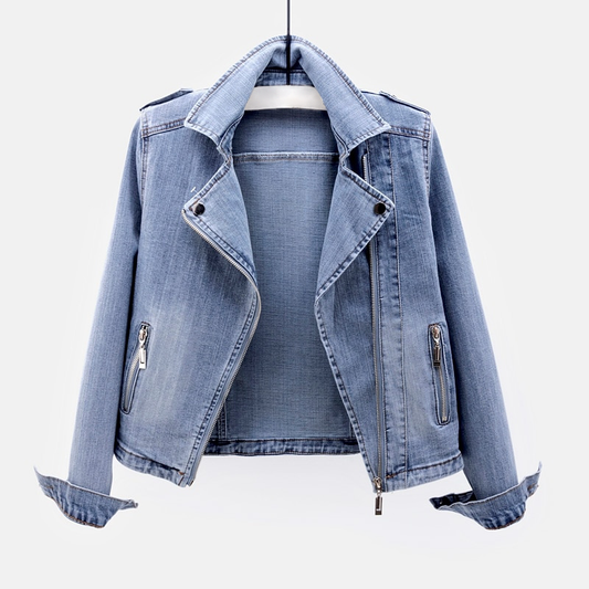 Zarelle | Denim Jeansjacke mit asymmetrischem Reißverschluss und markantem Schnitt