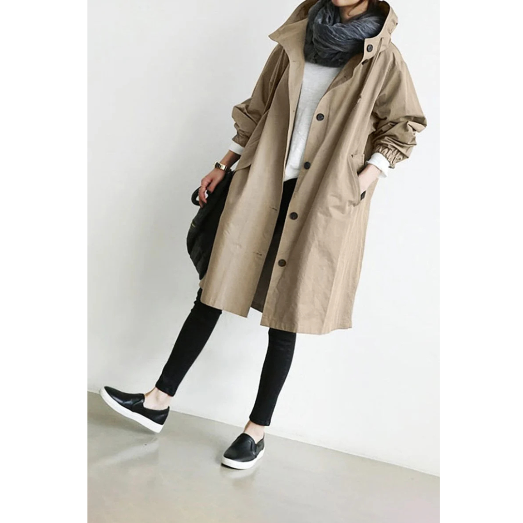 Langer Wasserdichter Trenchcoat Für Damen | Winter