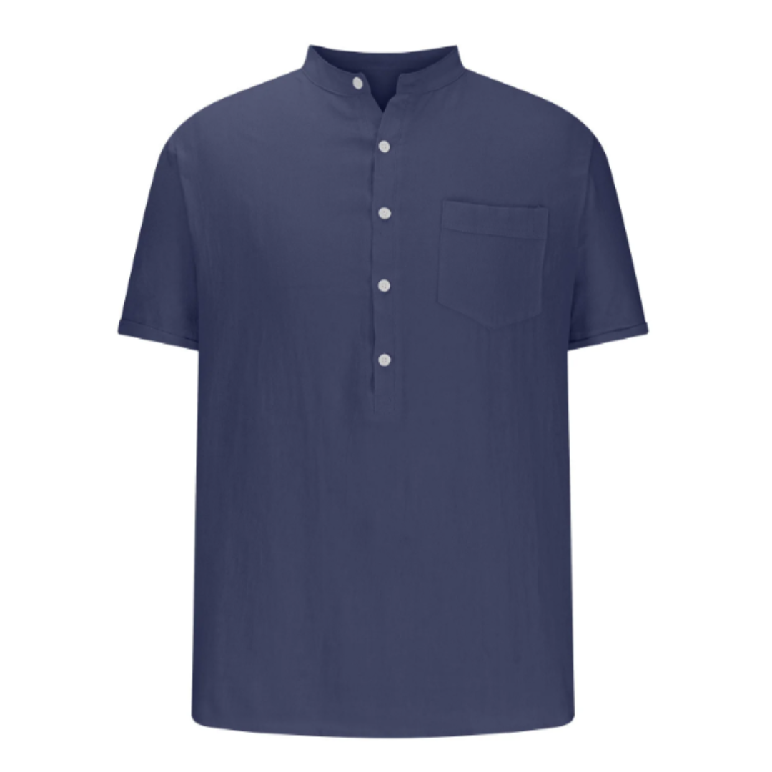 Herren Sommer Mandarin-Kragen Hemd | Kurzarm & Leicht