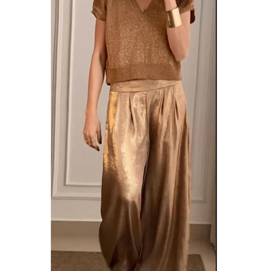 Elegantes Damen Zweiteiliges Set mit Oberteil & Hose | Lässiger Chic