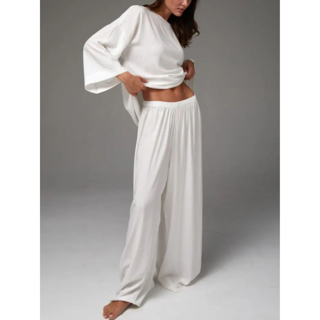 Zweiteiliges Set Aus Langärmligem Oberteil Und Hose Für Damen | Lässig