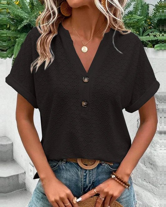 Kurzärmliges Top Mit V-Ausschnitt Für Damen | Lässig & Alltagstauglich