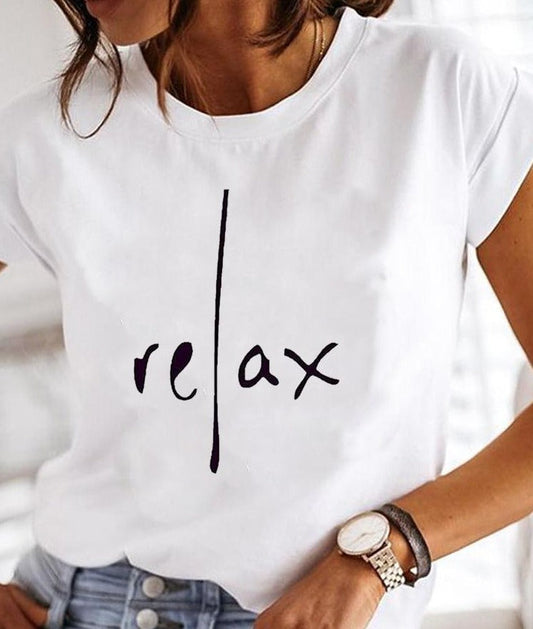 Sommer T-Shirt Mit Rundhalsausschnitt Für Damen | Weiß