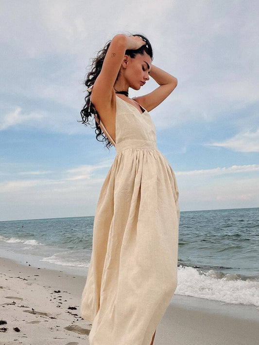 ZAILA | Elegantes Leinen Sommerkleid mit Fit & Flare Schnitt