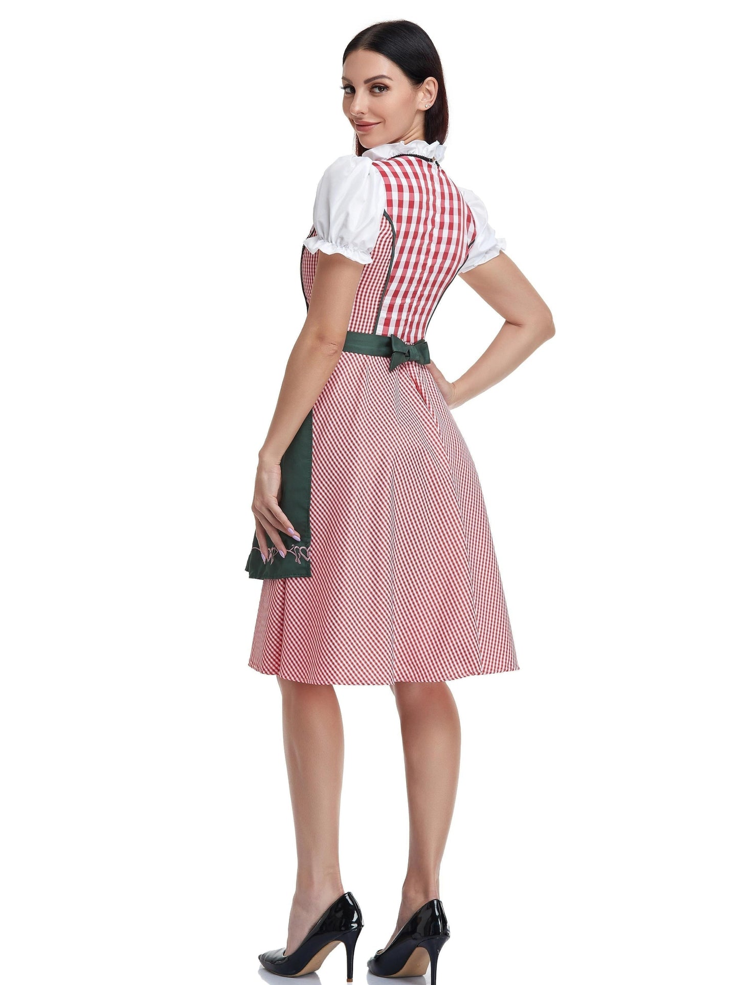 Damen Dirndl Kleid Olivgrün Elegant – Bayerisches Oktoberfest Trachtenkleid mit traditionellem Charme