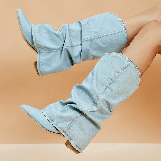 SORELLE | Denim Stiefel mit Statement-Flair