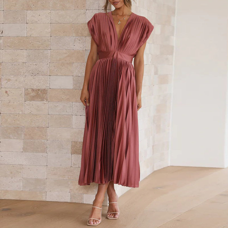 FELICE | V-Ausschnittkleid mit Schleifendetail am Rücken
