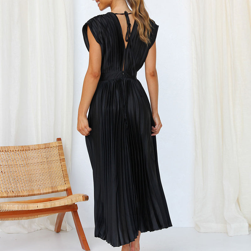FELICE | V-Ausschnittkleid mit Schleifendetail am Rücken