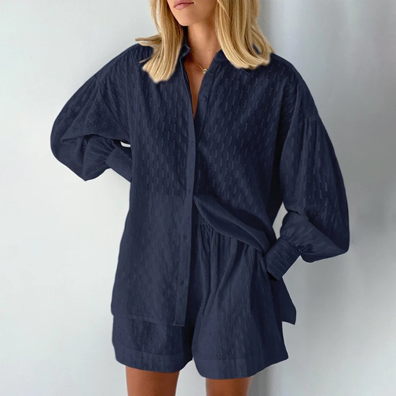 Zweiteiliges Damen Set mit Button-Down Oberteil & Lässigen Shorts | Sommer Outfit