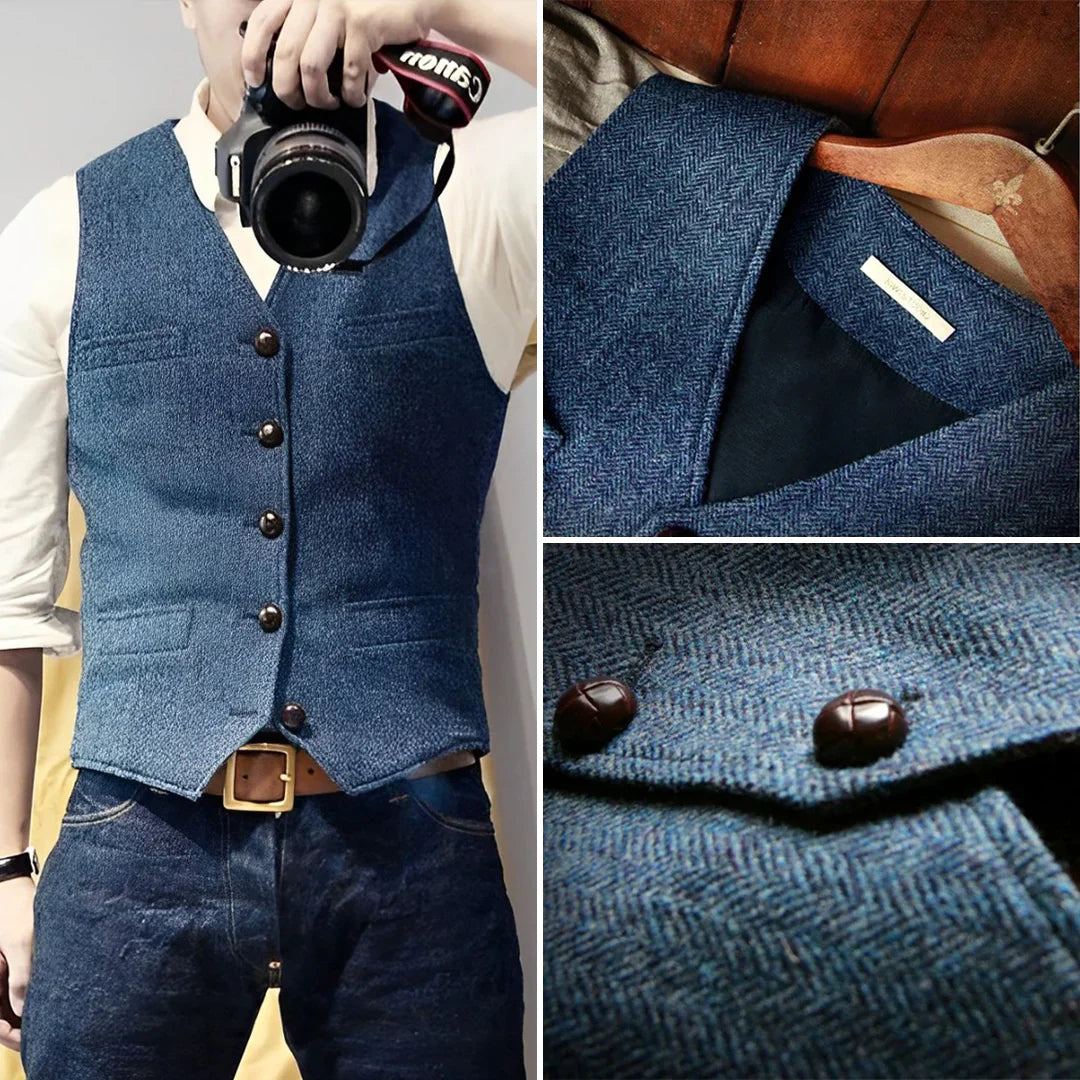 Ärmellose Vintage-Weste für Herren mit Knopfleiste – Zeitloser Look für stilbewusste Layering-Outfits