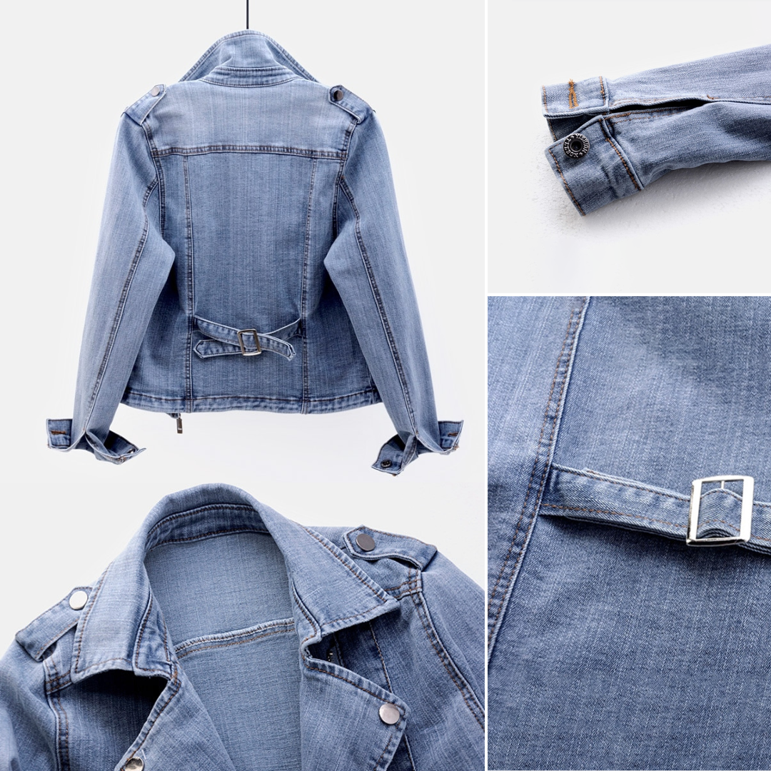 Zarelle | Denim Jeansjacke mit asymmetrischem Reißverschluss und markantem Schnitt