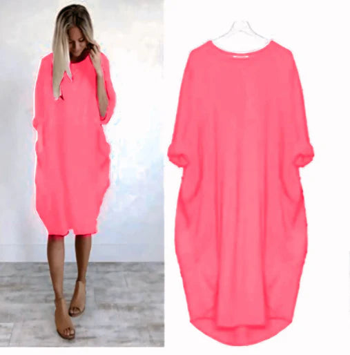 Damen Sommerkleid Mit Lockerer Passform Und Rundhalsausschnitt | Midi