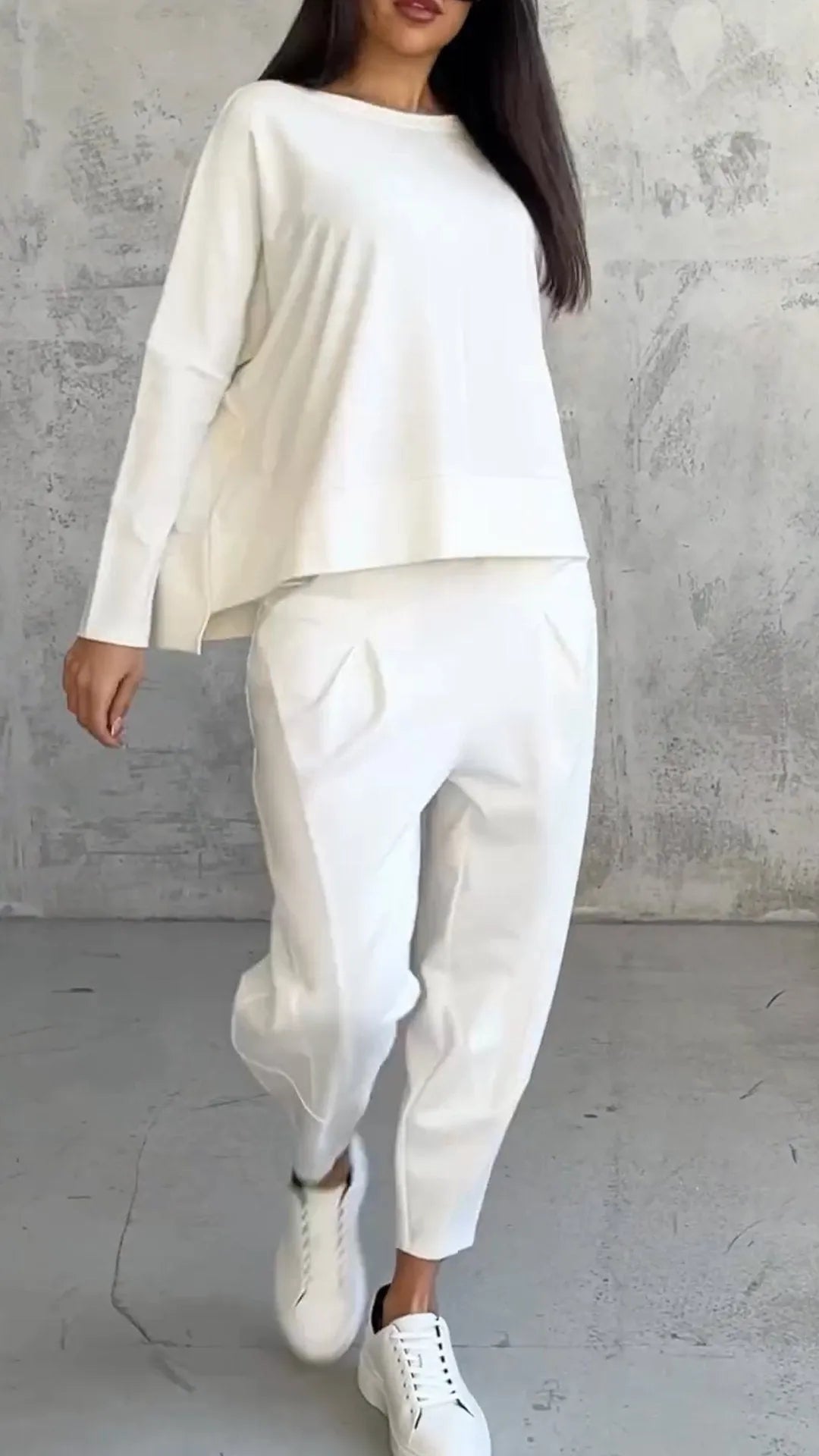 Alessandra | Damen Zweiteiliges Set mit Langarm Oberteil & Harem Hose | Lässig & Bequem