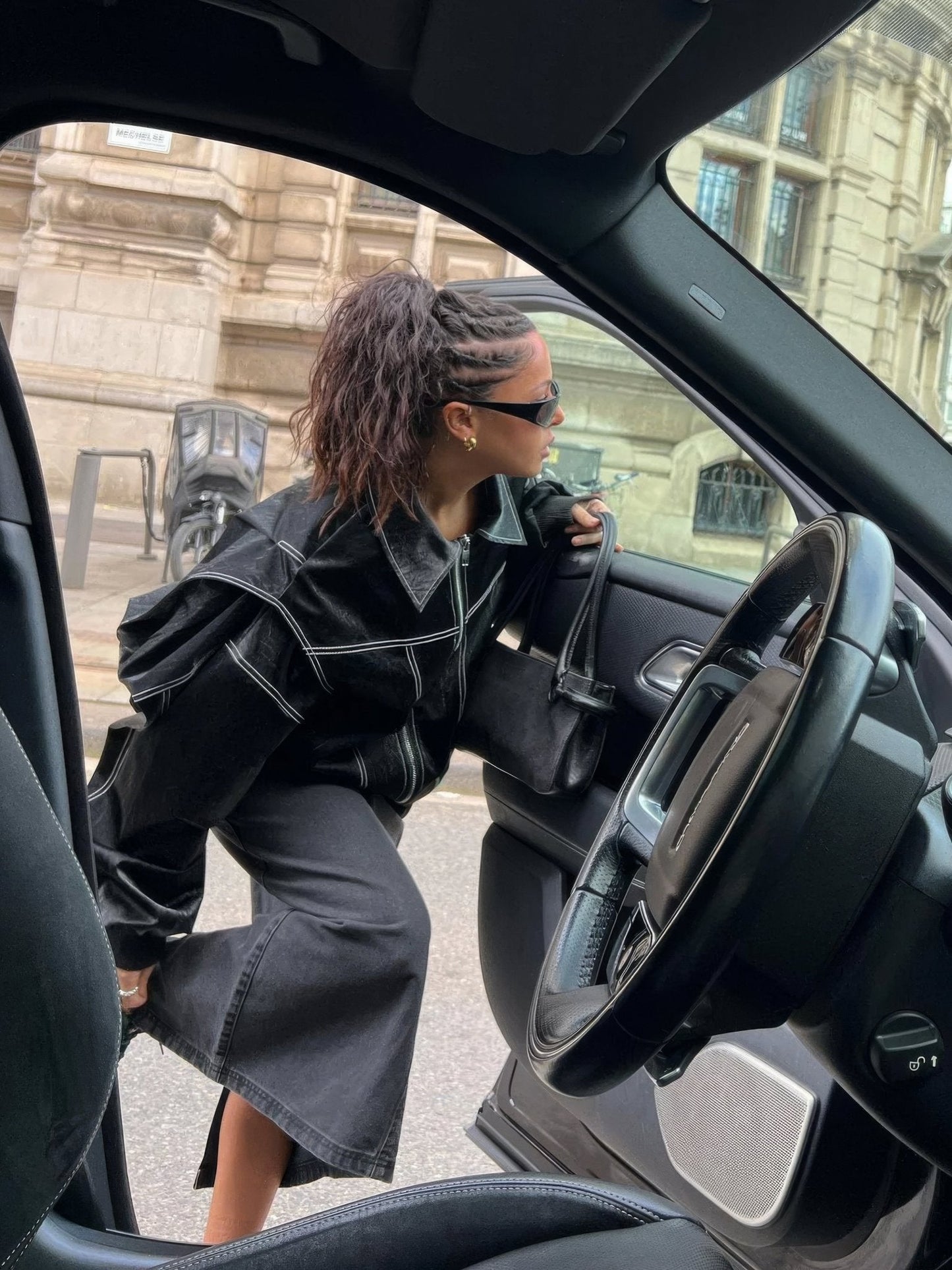 Romy – Oversized Bomberjacke aus Kunstleder für Damen im Statement-Look