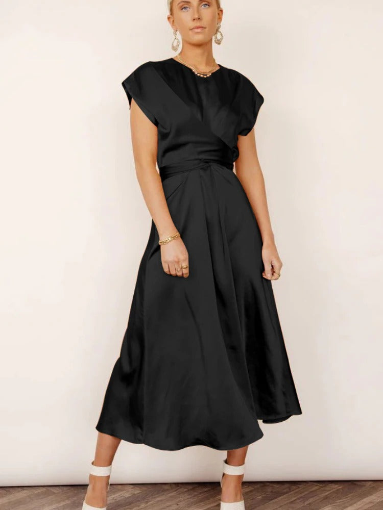 Elaria | Elegantes Midi Abendkleid mit Geschichteten Ärmeln