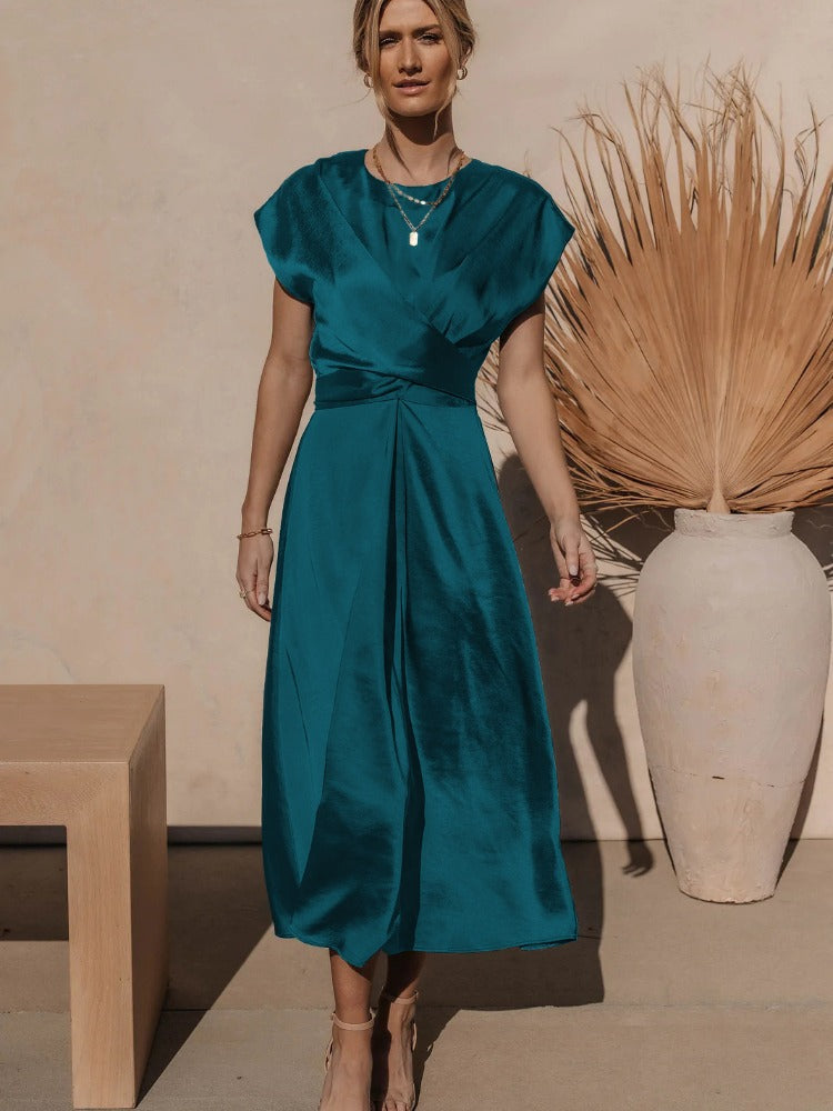 Elaria | Elegantes Midi Abendkleid mit Geschichteten Ärmeln